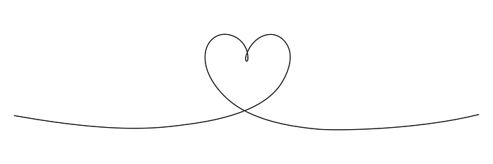 Continuous one line drawing heart. Love linear doodle symbol. Vector isolated on white.