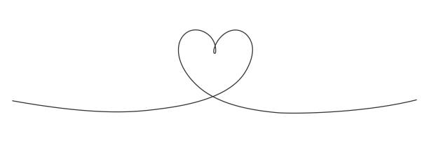 Continuous one line drawing heart. Continuous one line drawing heart. Love linear doodle symbol. Vector isolated on white. heart line art stock illustrations