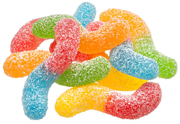 istock Sour gummy worms isolated on white background 1406744040
