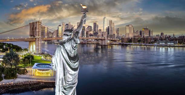 Statue of Liberty overlooking Manhattan
