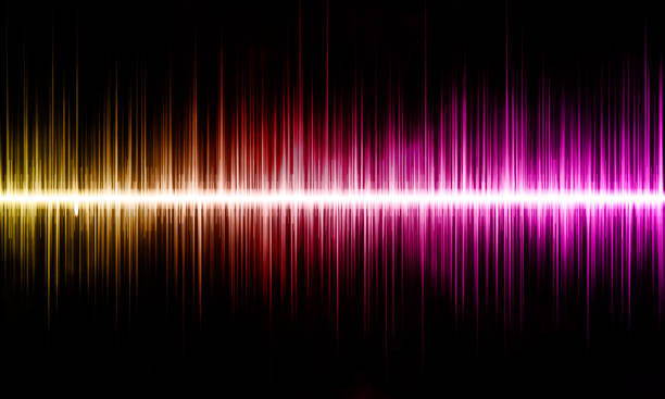 istock Abstract background. Red and orange sound waves. 1406751973