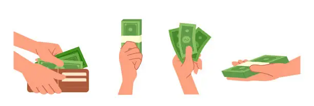 Vector illustration of Hands holding money