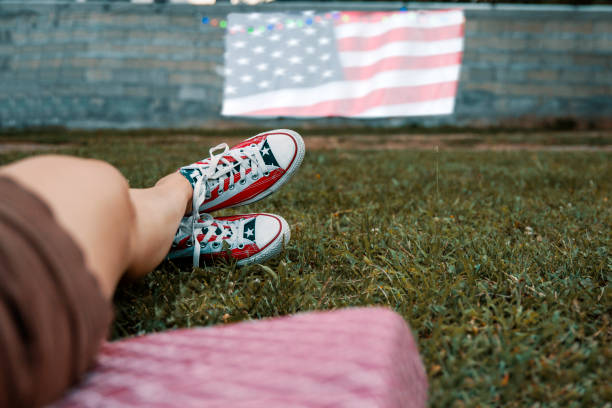 istock Park movie projection on Independence day 1406761318