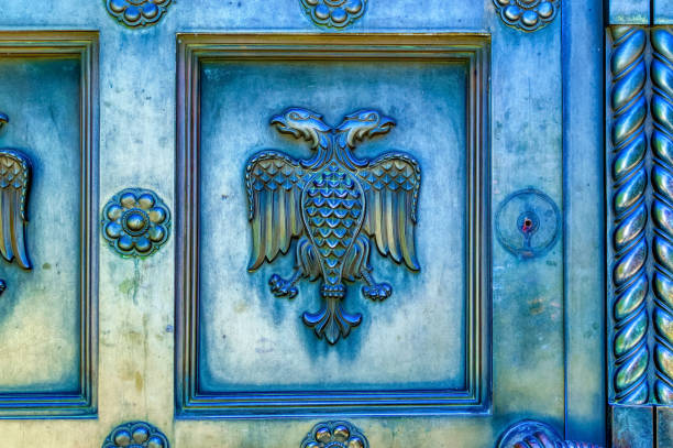 Church metal made entrance door decoration.