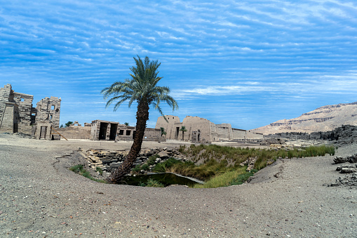 The Sacred Lake at Habu Temple. Luxor . Egypt.