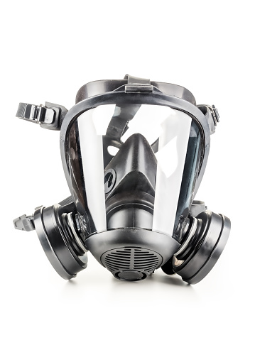 Gas mask, Chemical protective mask, mask protection with two filter isolated on white background