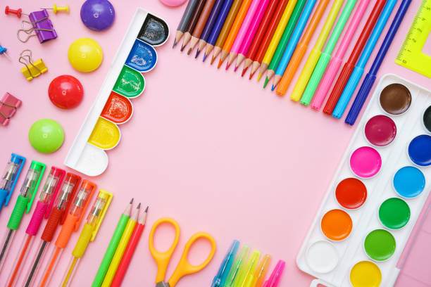 istock Preparation and study of elementary school children. Bright and colorful school 1406766720