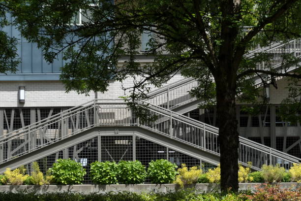 istock Geometric patterns over parking garage in Redmond 1406767828