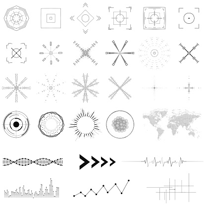 Technology Digital Black Symbols on White Background