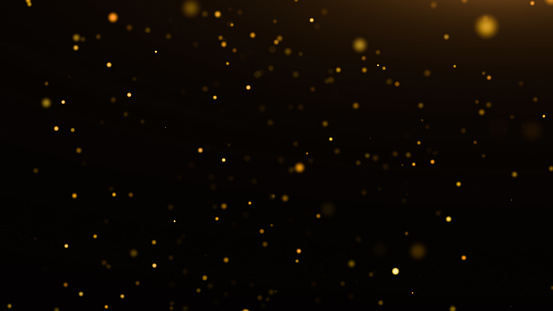 Defocused Golden Bokeh and Over Dark Background. Use it as Overlay for adding Magic Effect to your Photos.