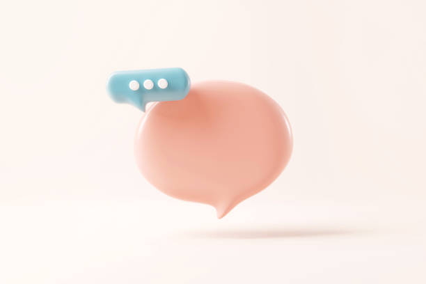 Minimal blank speech bubble talk or comment sign symbol on pastel background. copy space, Social media messages, 3d render.