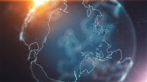 Australia and part of Indonesia visible on the world map as seen on a globe. Concept of regional geography, Oceania and Southeast Asia connection. High quality photo