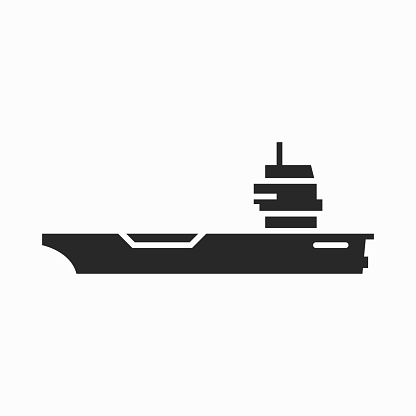 aircraft carrier icon. marine military warship. isolated vector image in simple style