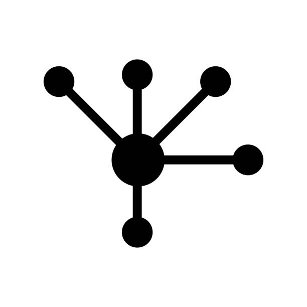 ilustrações, clipart, desenhos animados e ícones de átomos, ligação, carbono, ícone da física. gráficos de vetor preto. - hydrogen bond