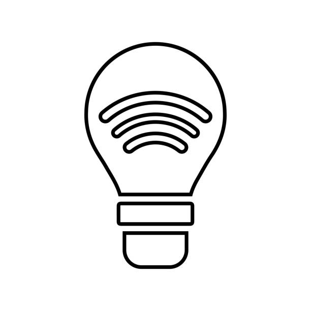 電球、色相、光、電球、スマートラインアイコン。アウトラインベクトル.ラインアウトライン - led lighting equipment light light bulb点のイラスト素材／クリップアート素材／マンガ素材／アイコン素材
