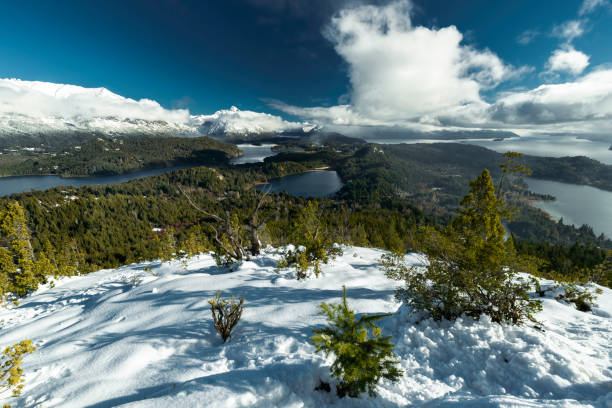 istock Snowed mountain and lakes view 1406785661
