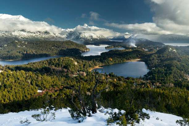 istock Snowed mountain and lakes view 1406785662