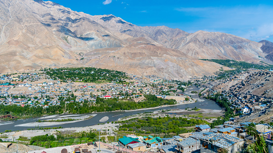 Aerial view of Kargil city and is the second largest town of Ladakh