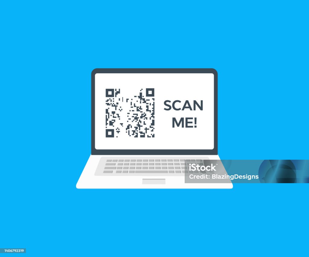 Computer Qr Code Laptop Screen Qr Codes With Scan Me Inscription Ui Ux Design Element Qr ...