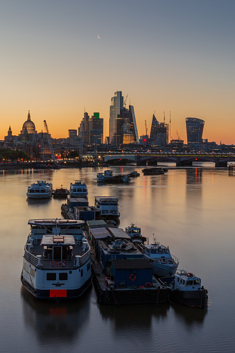 The view of the City from Waterloo Bridge at dawn