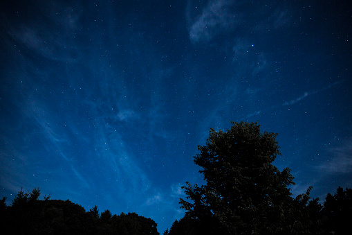 Beautiful night sky with stars.   View from Taconic state park Copake Falls