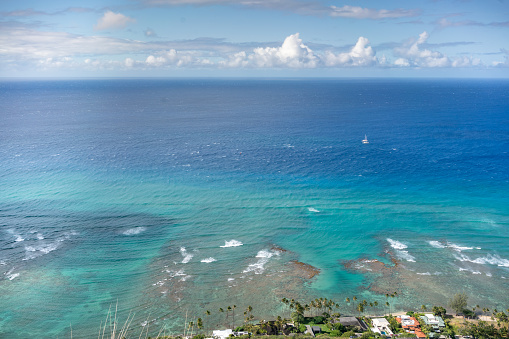 Okinawa,Japan-June 19, 2020: Beautiful sea and shore of Yonahamaehama beach in Miyakojima island, Japan