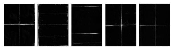 istock Set of folded paper with grungy texture in black background. 1406807436