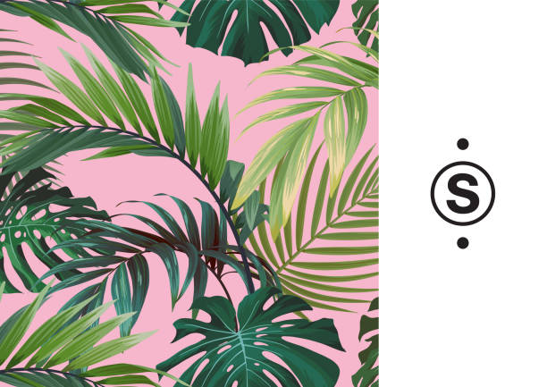 istock Hawaiian floral design with monstera palm leaves. Exotic tropical summer vector background. 1406809723
