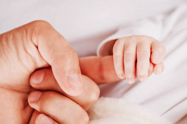 Paternity. Newborn and parent. Tiny newborn hand holding father's finger, soft color tone. Parenting, childcare and healthcare concept. Paternity. Newborn and parent. Tiny newborn hand holding father's finger, soft color tone. Parenting, childcare and healthcare concept. Family and home concept. Health care, pediatrics. paternity stock pictures, royalty-free photos & images