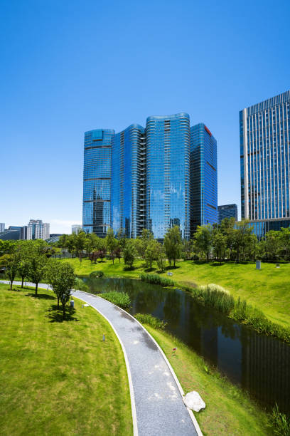 istock Sunny riverside Chengdu Financial City 1406818508