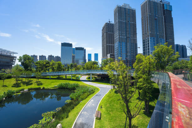 istock Sunny riverside Chengdu Financial City 1406818514