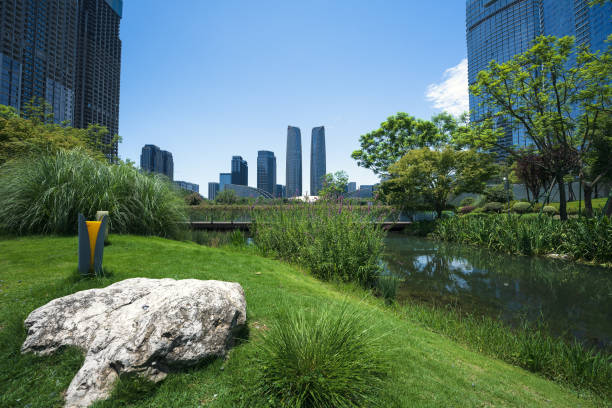 istock Sunny riverside Chengdu Financial City 1406818575