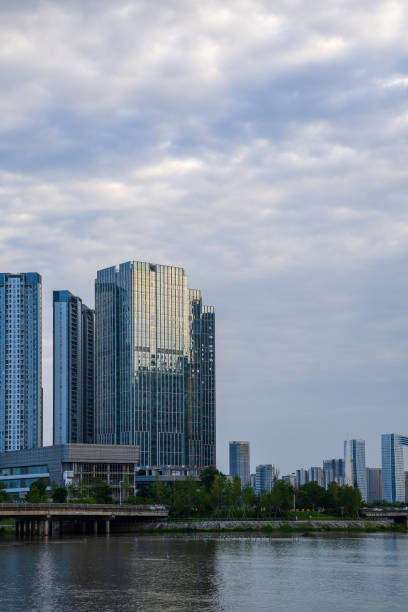 istock Dusk riverside Chengdu Financial City 1406818626