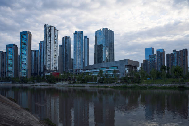 istock Dusk riverside Chengdu Financial City 1406818654