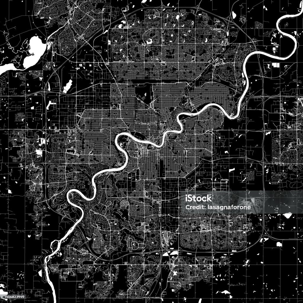 Edmonton Alberta Canada Vector Map Stock Illustration - Download Image ...
