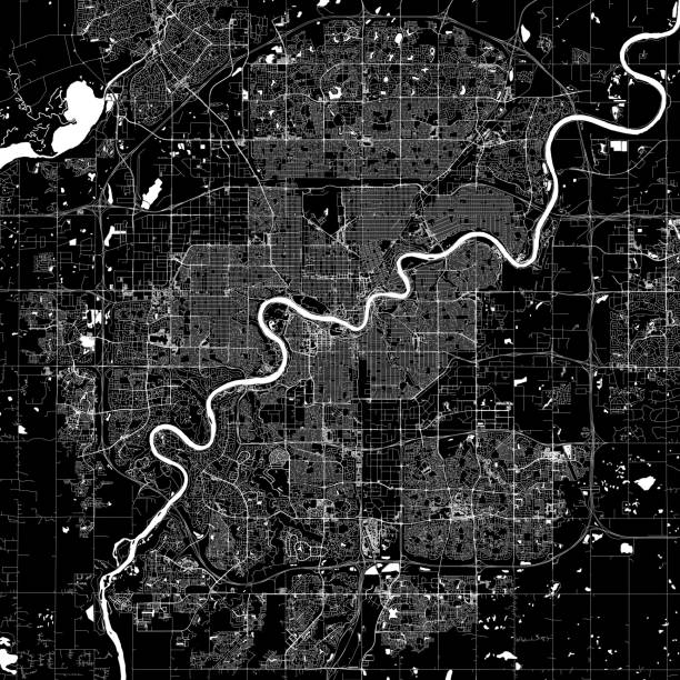Edmonton, Alberta, Canada Vector Map Topographic / Road map of Edmonton, Alberta, Canada. Map data is open data via openstreetmap contributors. All maps are layered and easy to edit. Roads are editable stroke. canada road map stock illustrations