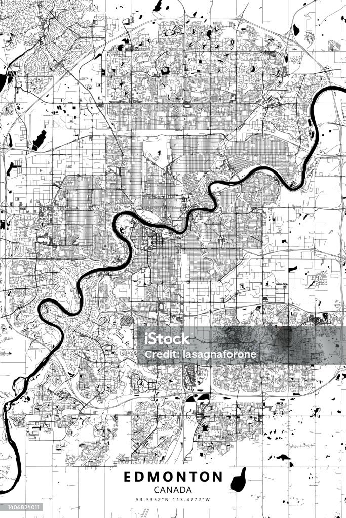 Simple Edmonton Map Edmonton Alberta Canada Vector Map Stock Illustration - Download Image ...