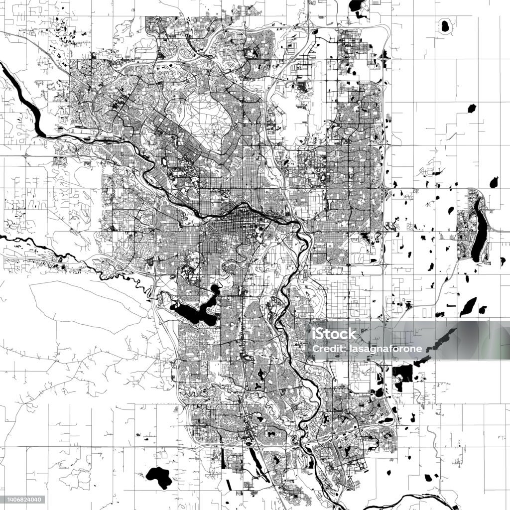 Calgary Map Vector Calgary Canada Vector Map Stock Illustration - Download Image Now ...