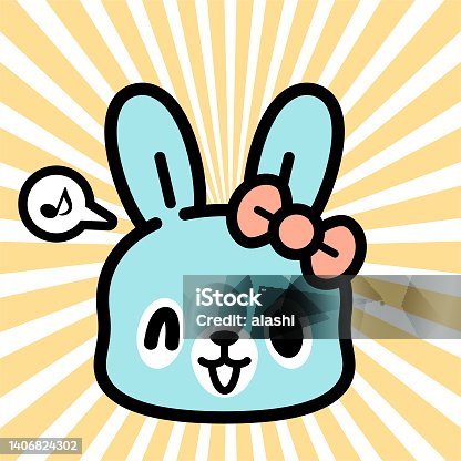 istock Cute character design of the rabbit wearing a hair bow 1406824302