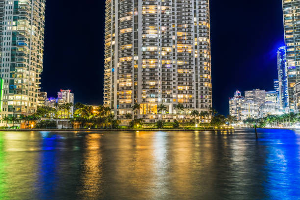 View of Brickell neighborhood, from Biscayne Bay. Miami, Florida, USA.