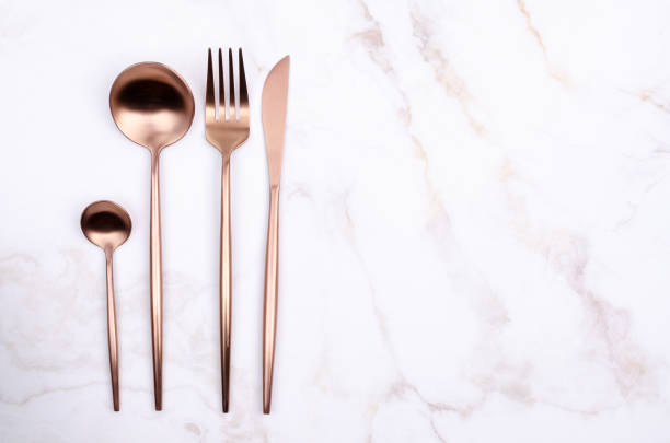 istock Clean golden metal cutlery 1406827321