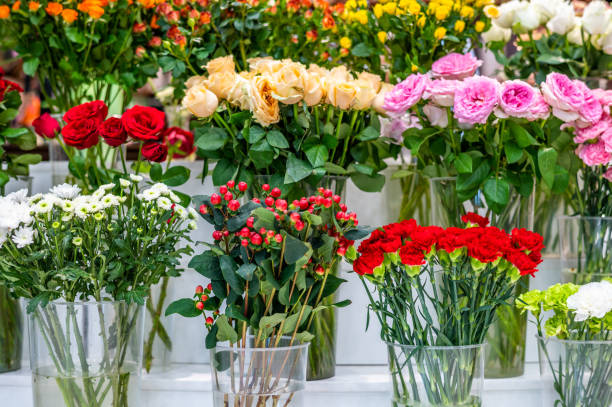 istock Many flowers in glass vase 1406827345