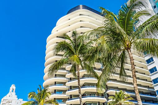 Miami Beach, Ocean Drive FL, USA - December 28, 2022: Morning vibes at Ocean Drive, Art Deco Historic District in Miami Beach