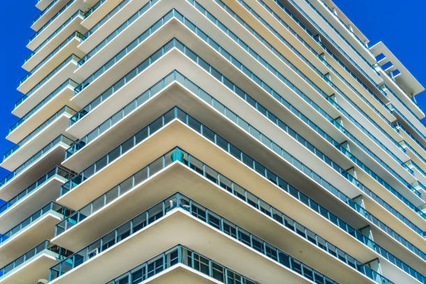 White Art Deco Building Miami Beach Florida stock photo