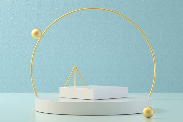 istock Circular base of 3D rendered virtual product display background 1406834382