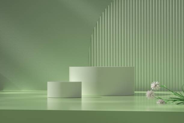 istock Circular base of 3D rendered virtual product display background 1406834400
