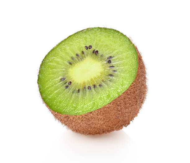 istock Slice of kiwi fruit on white background. 1406836747