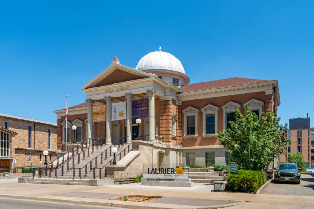 Public Library and Wilfrid Laurier University Brantford Campus, Brantford, Canada Wilfrid Laurier University Brantford Campus, Brantford, Ontario, Canada. wilfrid laurier stock pictures, royalty-free photos & images