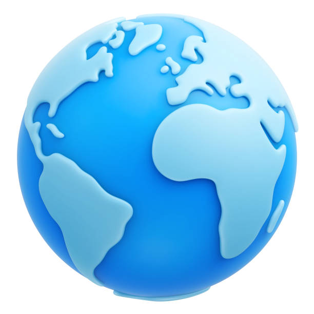 ilustraciones, imágenes clip art, dibujos animados e iconos de stock de icono vectorial 3d de dibujos animados azul planeta tierra sobre fondo blanco - animal planet sea life