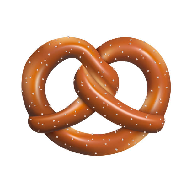 고립 된 프레첼 사실적인 그림. 옥토버 페스트 요소 - pretzel stock illustrations